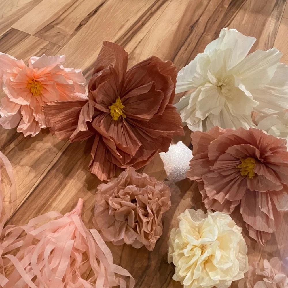 Party Decorations—Crepe Flowers & Tissue Pom-Pom decor